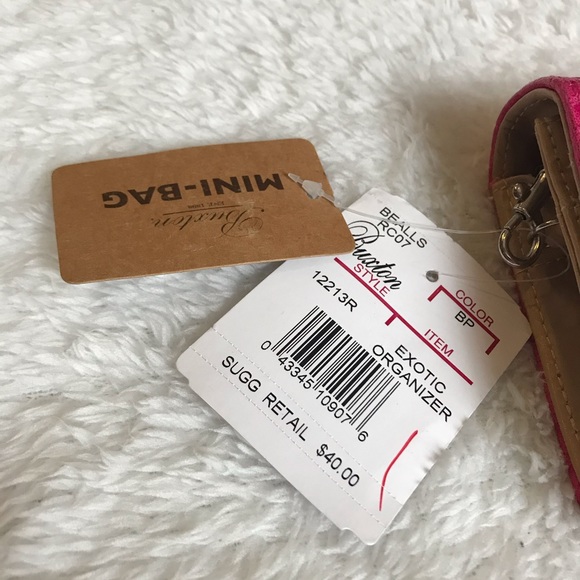 Buxton Pink Faux Alligator Mini Bag Satchel Wallet - Picture 3 of 7